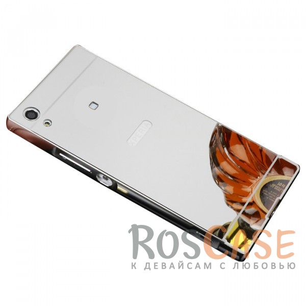 Фотография Серебряный Металлический бампер для Sony Xperia XA1 / XA1 Dual с зеркальной вставкой