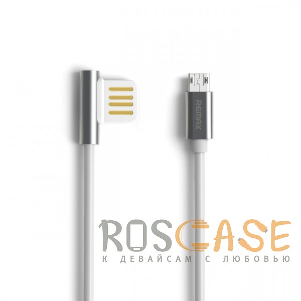 Фото Серебряный Remax Emperor | Дата кабель USB to MicroUSB с угловым штекером USB (100 см)