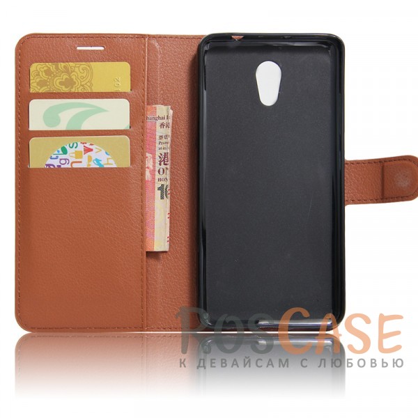 Фото Коричневый Wallet | Кожаный чехол-кошелек с внутренними карманами для Meizu M5 Note