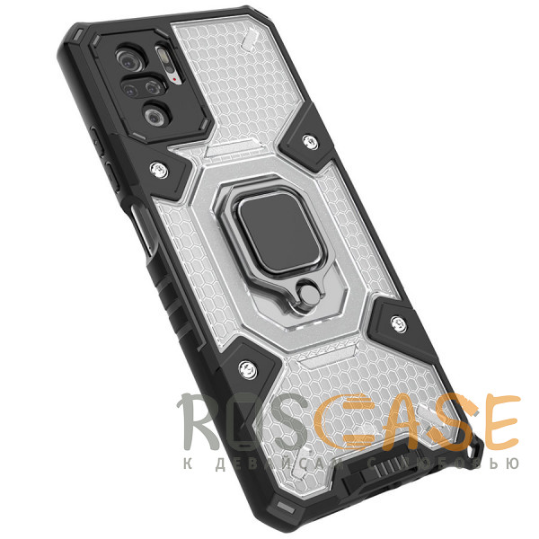 Фото Черный Honeycomb Armor | Противоударный чехол с защитой камеры и кольцом для Xiaomi Redmi Note 10 / 10S