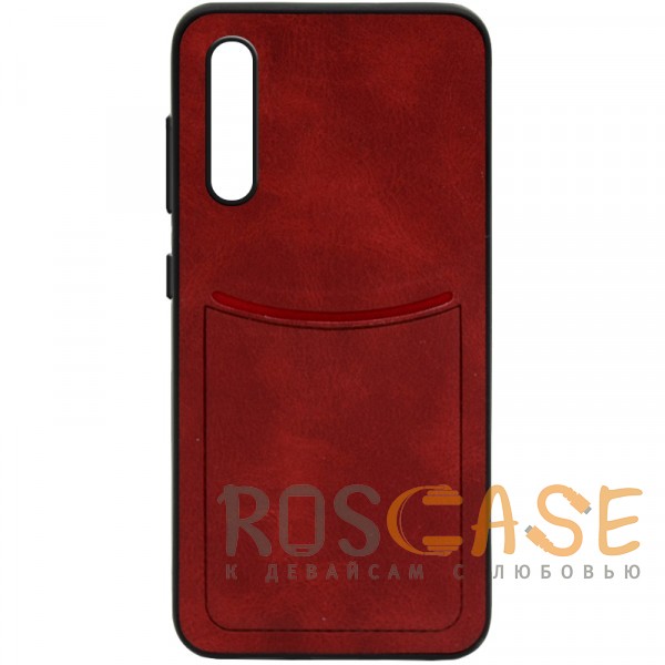 Фото Красный ILEVEL | Чехол с кожаным покрытием и с карманом-визитницей для Huawei P20 Pro