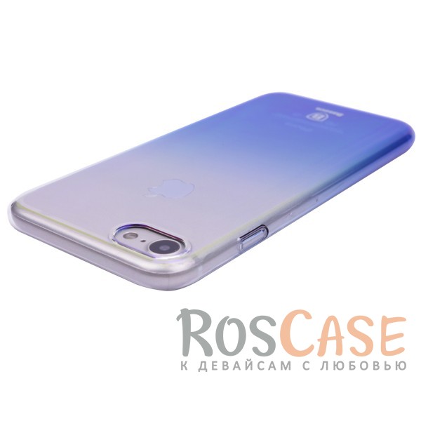 Фото Голубой Блестящая прозрачная накладка Baseus Glaze Ultrathin из тонкого пластика с бензиновым отливом и градиентной расцветкой для Apple iPhone 7 / 8 (4.7")