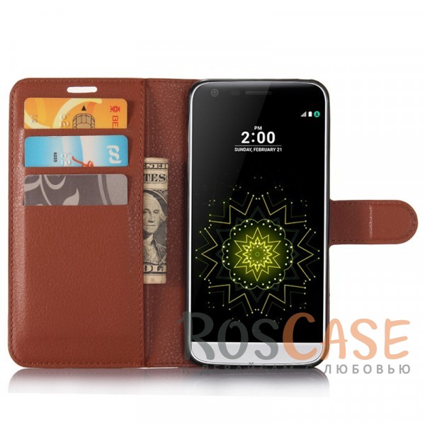 Изображение Коричневый Wallet | Кожаный чехол-кошелек с внутренними карманами для LG G6 / G6 Plus H870 / H870DS