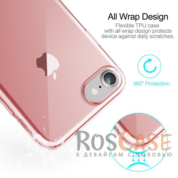 Изображение Розовый / Rose Gold ROCK Slim Jacket | Силиконовый чехол для Apple iPhone 7 plus / 8 plus (5.5") с функцией подставки