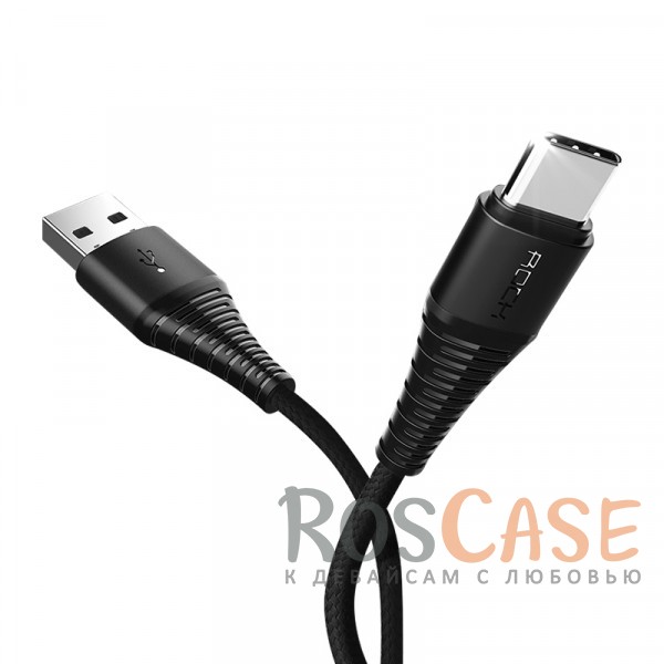 Фотография Черный / Black ROCK Hi-Tensile | Кабель с нейлоновой оплеткой и гибкой защитой разъемов USB to Type C (100 см)
