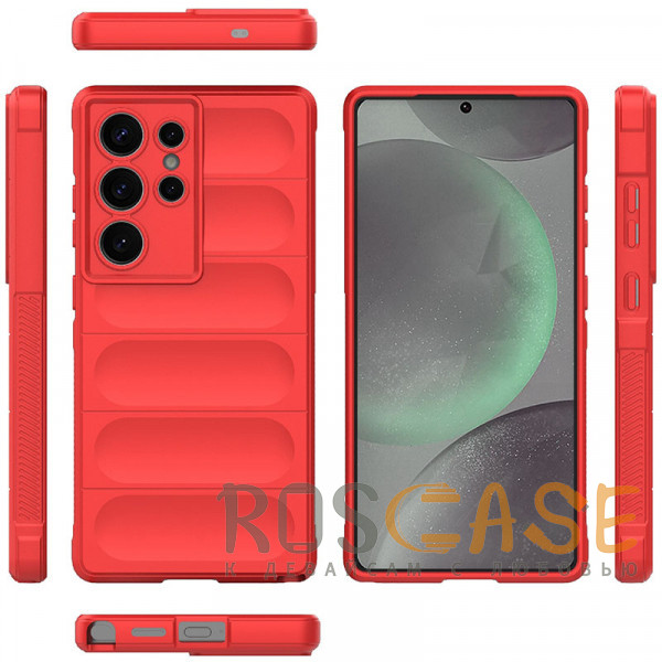 Фото Красный Flex Silicone | Противоударный чехол для Samsung Galaxy S25 Ultra с защитой камеры и микрофиброй