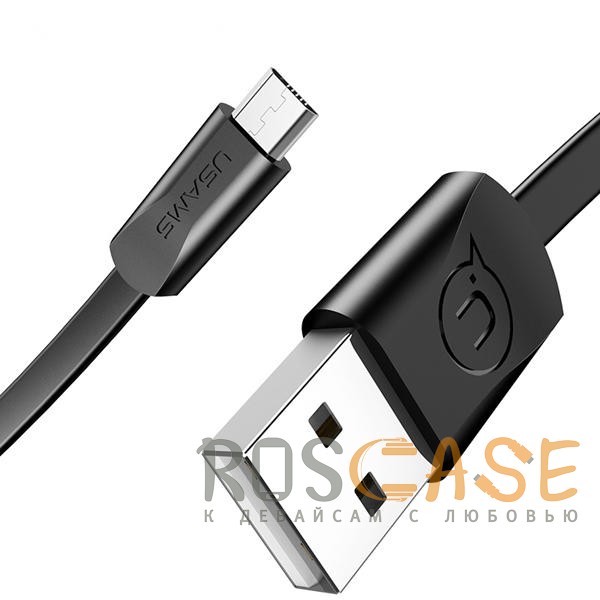 Фотография Черный USAMS US-SJ201 | Плоский дата кабель USB to MicroUSB (120 см)