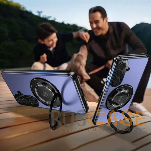 Фото Синий Чехол с кольцом Magsafe и алюминиевой вставкой для Samsung Galaxy S26 Plus