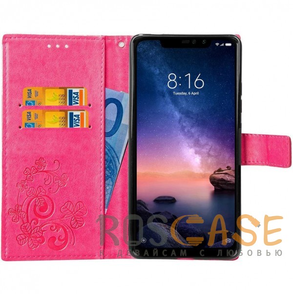 Фотография Розовый Чехол-книжка с узорами на магнитной застёжке для Xiaomi Redmi Note 6 Pro