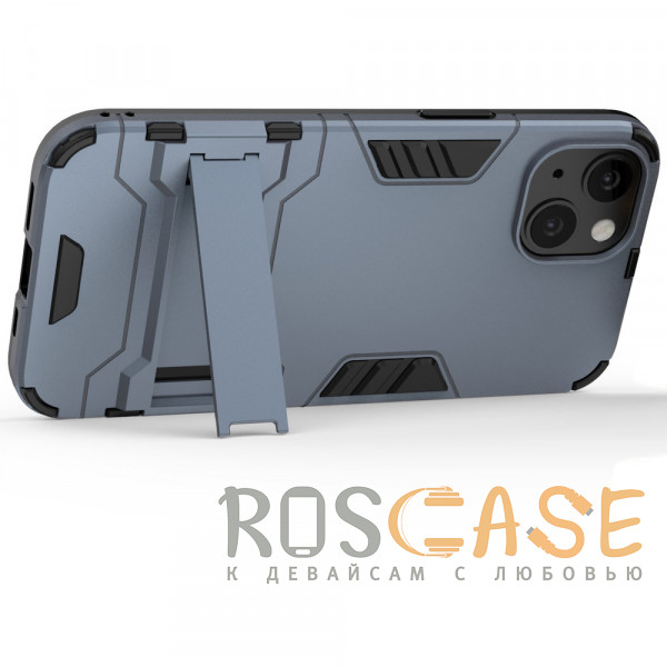 Фото Синий Transformer | Противоударный чехол-подставка для iPhone 13 с мощной защитой корпуса