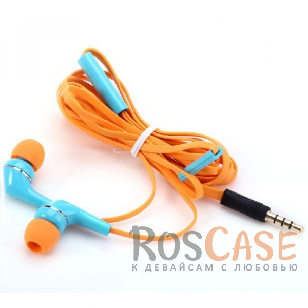 Изображение Оранжевый / Голубой Стильные вакуумные наушники AWEI Q7i в алюминиевом корпусе с микрофоном