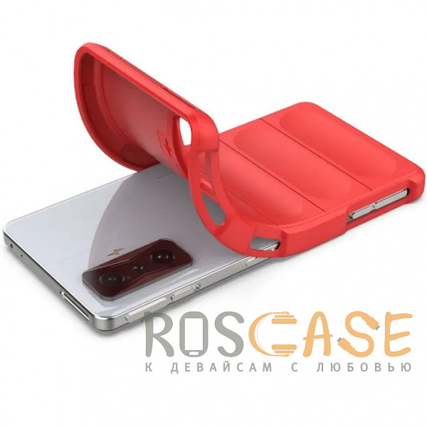 Фотография Красный Flex Silicone | Противоударный чехол для Xiaomi Poco F4 GT с защитой камеры и микрофиброй
