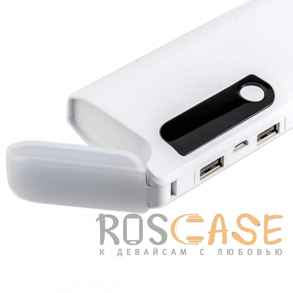 Изображение Белый Hoco B27 | Компактное портативное зарядное устройство Power Bank с фонариком и экраном (15000 mAh)