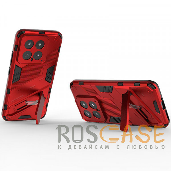 Фотография Красный Megatron | Противоударный чехол-подставка для Xiaomi Mi 14 с защитой камеры