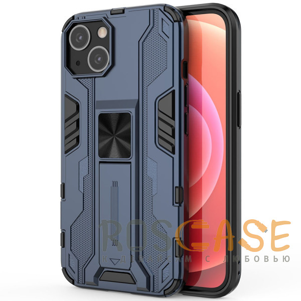 Фото Синий Galvatron | Противоударный чехол-подставка для iPhone 14 Plus с защитой камеры