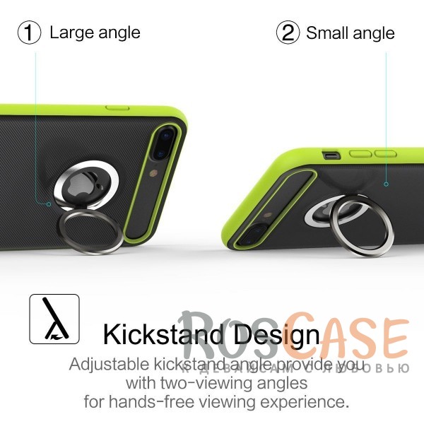Фото Зеленый / Green Rock Ring Holder Case M2 | Чехол для Apple iPhone 7 plus / 8 plus (5.5") с удобным кольцом-подставкой на 360