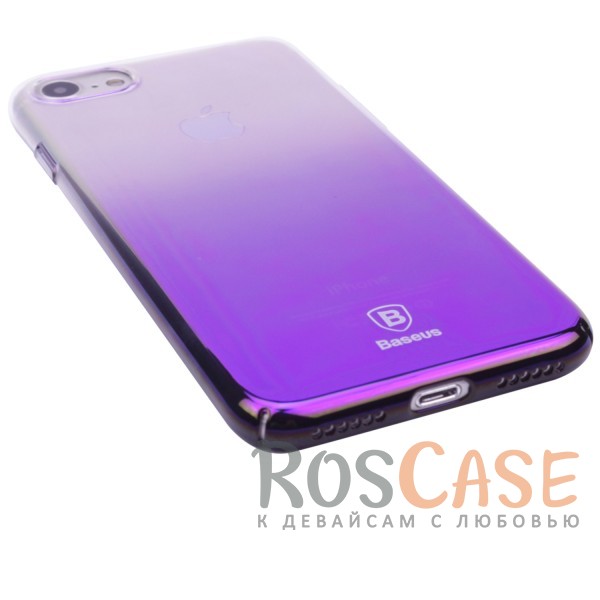 Изображение Фиолетовый Блестящая прозрачная накладка Baseus Glaze Ultrathin из тонкого пластика с бензиновым отливом и градиентной расцветкой для Apple iPhone 7 / 8 (4.7")