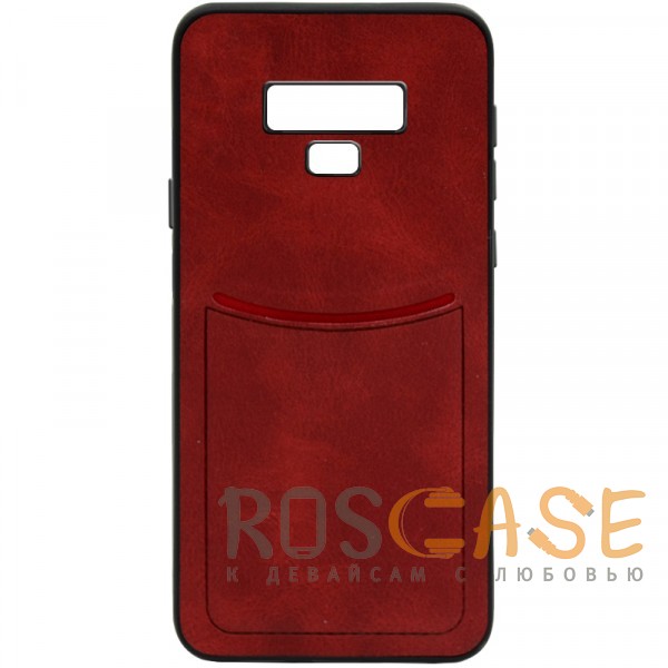 Фото Красный ILEVEL | Чехол с кожаным покрытием и с карманом-визитницей для Samsung Galaxy Note 9