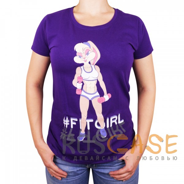 Фото Фиолетовый Muscle Rabbit | Женская футболка с принтом Лола Банни #FitGirl