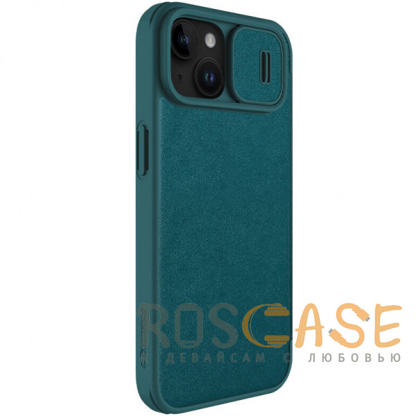 Изображение Темно-зеленый Nillkin Qin Plain | Чехол-книжка из Premium экокожи для iPhone 15
