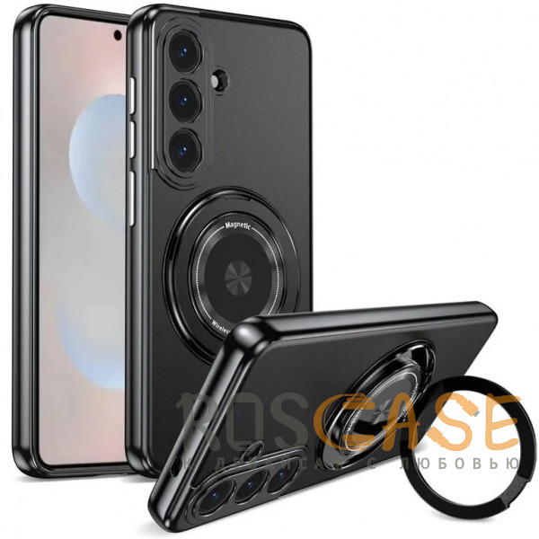 Фото Черный Чехол с кольцом Magsafe и алюминиевой вставкой для Samsung Galaxy S26 Plus
