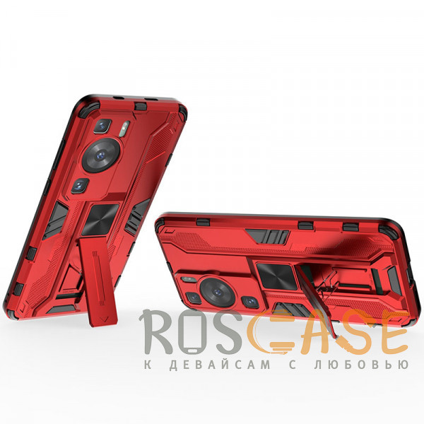 Фотография Красный Galvatron | Противоударный чехол-подставка для Huawei P60 / P60 Pro с защитой камеры