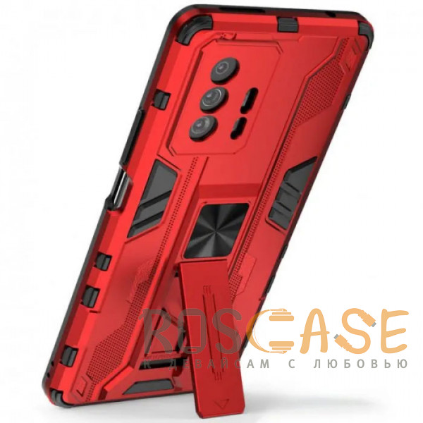 Фотография Красный Galvatron | Противоударный чехол-подставка для Xiaomi Mi 11T / Mi11T Pro с защитой камеры