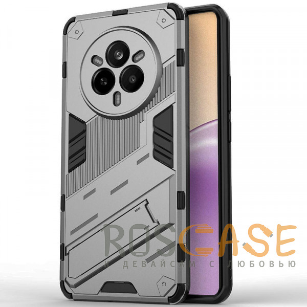 Фото Серый Megatron | Противоударный чехол-подставка для Realme 14 Pro 5G с защитой камеры