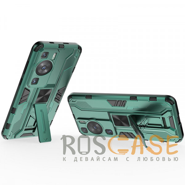 Фотография Зеленый Galvatron | Противоударный чехол-подставка для Huawei P60 / P60 Pro с защитой камеры