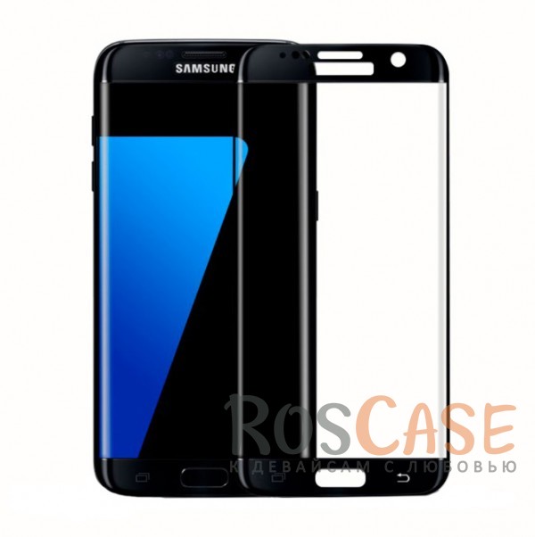 Фото Черный Защитное стекло с цветной рамкой на весь экран с олеофобным покрытием "анти-отпечатки" для Samsung G935F Galaxy S7 Edge