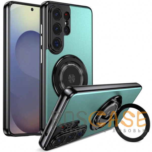 Фото Зеленый Чехол с кольцом Magsafe и алюминиевой вставкой для Samsung Galaxy S26 Ultra