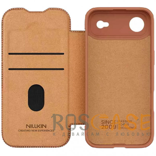 Фото Коричневый Nillkin Qin PRO | Чехол-книжка из Premium экокожи с защитой камеры для iPhone 17 Air