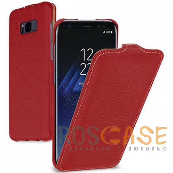 Фото Красный / Red TETDED натур. кожа | Чехол-флип для Samsung G955 Galaxy S8 Plus