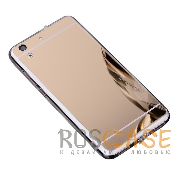 Фотография Золотой Металлический бампер для Huawei Y6 II с зеркальной вставкой