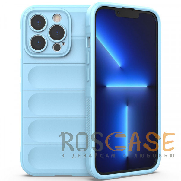 Фото Голубой Flex Silicone | Противоударный чехол для iPhone 13 Pro с защитой камеры и микрофиброй