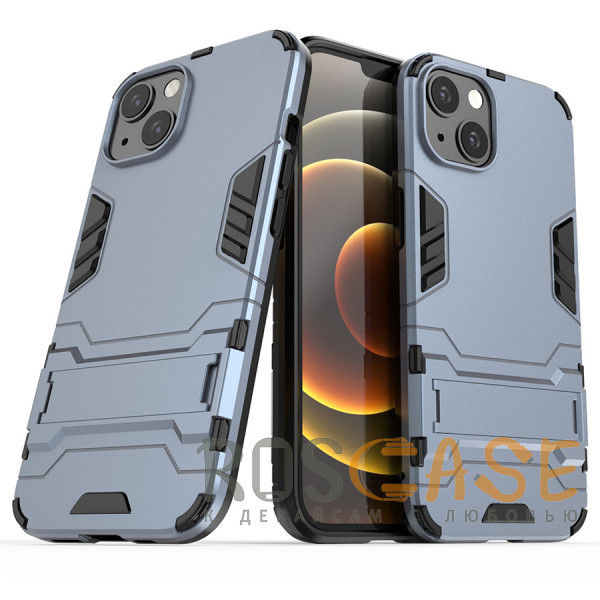 Фотография Синий Transformer | Противоударный чехол-подставка для iPhone 13 с мощной защитой корпуса