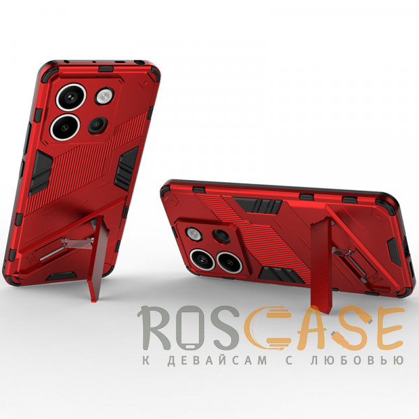 Фотография Красный Megatron | Противоударный чехол-подставка для Xiaomi Redmi Note 13 Pro 5G / Poco X6 5G с защитой камеры