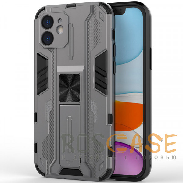 Фото Серый Galvatron | Противоударный чехол-подставка для iPhone 11 с защитой камеры