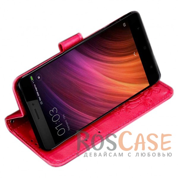 Фото Розовый Чехол-книжка с узорами на магнитной застёжке для Xiaomi Redmi 4X