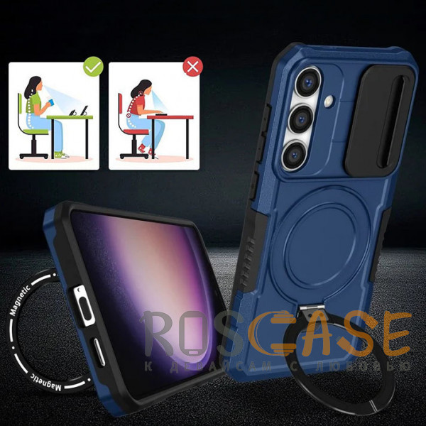 Фотография Темно-синий CamShield MagSafe | Противоударный чехол для Samsung Galaxy S26 Plus со шторкой для камеры