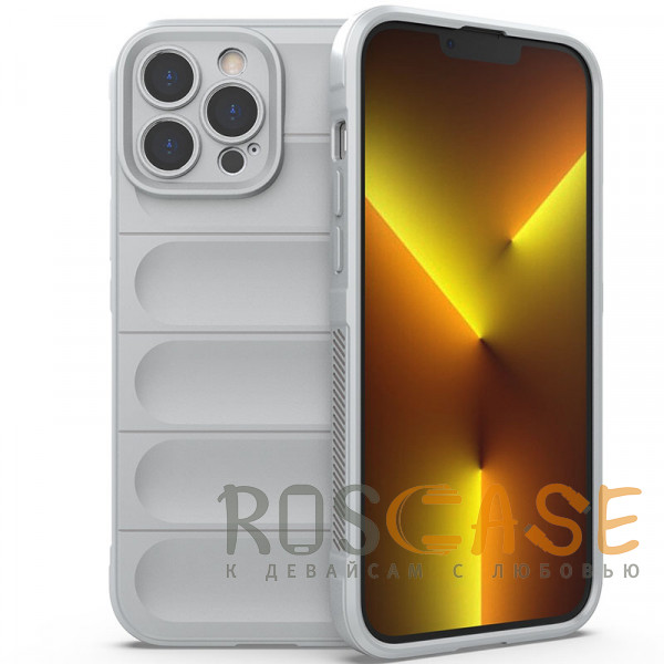 Фото Серый Flex Silicone | Противоударный чехол для iPhone 13 Pro Max с защитой камеры и микрофиброй