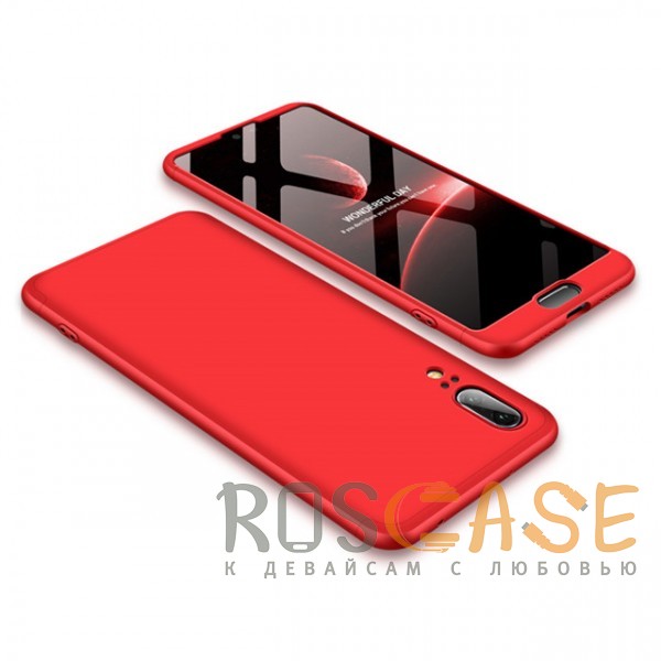 Фото Красный GKK LikGus 360° | Двухсторонний чехол для Huawei P20 с защитными вставками