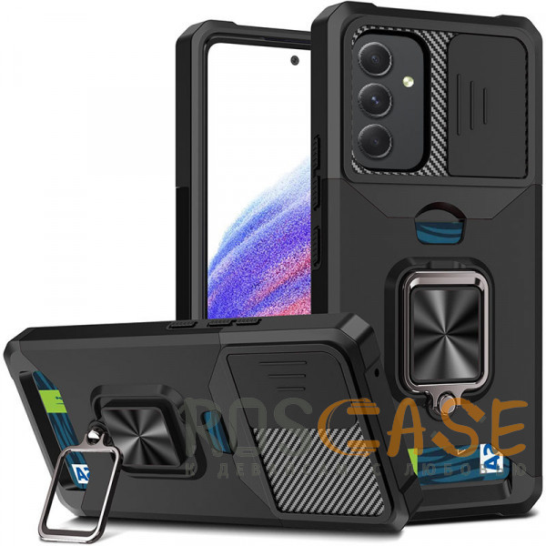 Фотография Черный Multi Case | Чехол с кольцом, отделением для карты и шторкой камеры для Samsung Galaxy A34