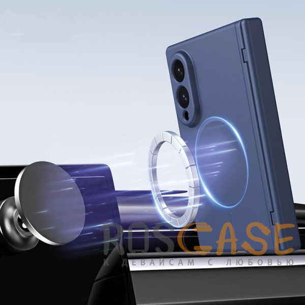 Фото Темно-синий Чехол 3D с Magsafe и внешним стеклом для Samsung Galaxy Z Fold 8