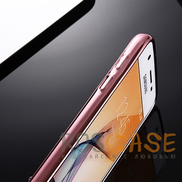 Фотография Розовый золотой/Розовые цветы Прозрачный чехол со стразами для Samsung A520 Galaxy A5 (2017) с глянцевым бампером