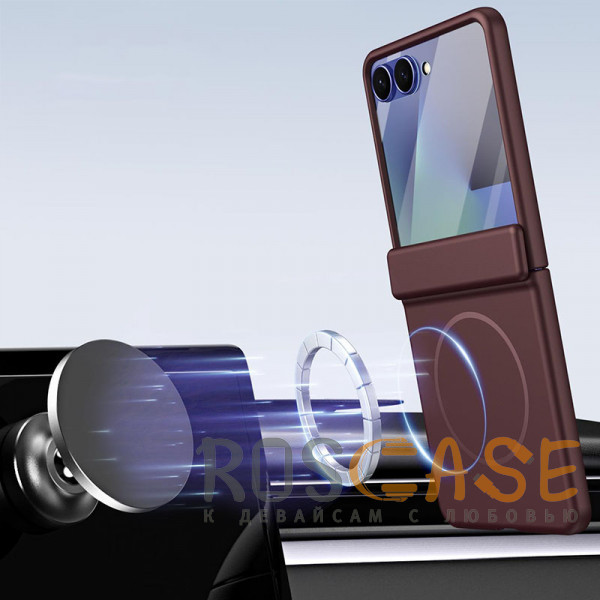 Фото Бордовый Чехол 3D с Magsafe и внешним стеклом для Samsung Galaxy Z Flip 8