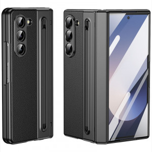Чехол 3D с кожаной вставкой и стилусом  для Samsung Galaxy Z Fold 5