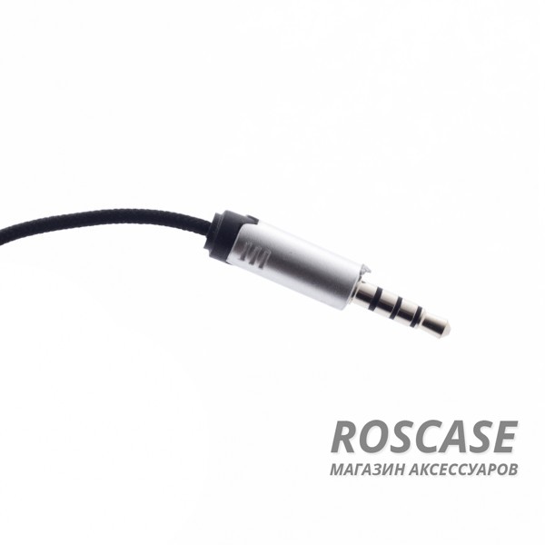 Фотография Черный Headset EF-E4 | Вакуумные наушники с плетеным кабелем и микрофоном