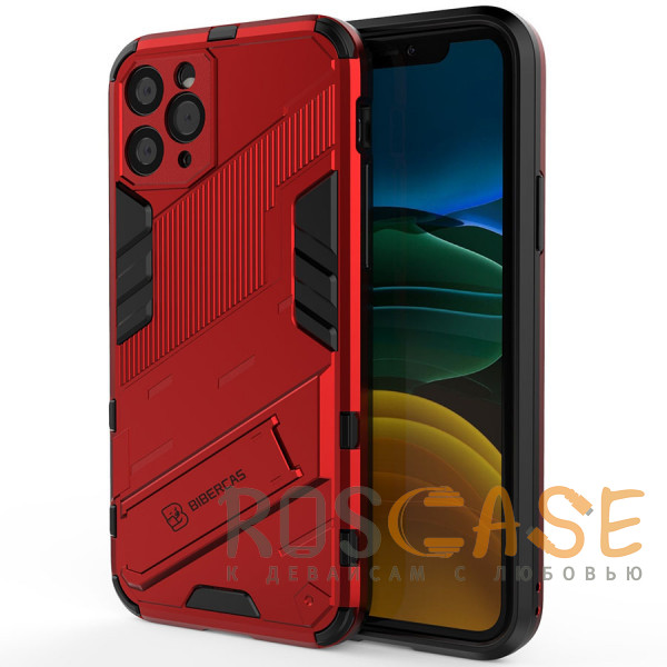 Фото Красный Megatron | Противоударный чехол-подставка для iPhone 13 Pro Max с защитой камеры