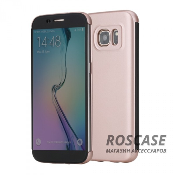 Фото Розовый / Rose Gold Rock DR.V | Интерактивный чехол-книжка для Samsung G930F Galaxy S7